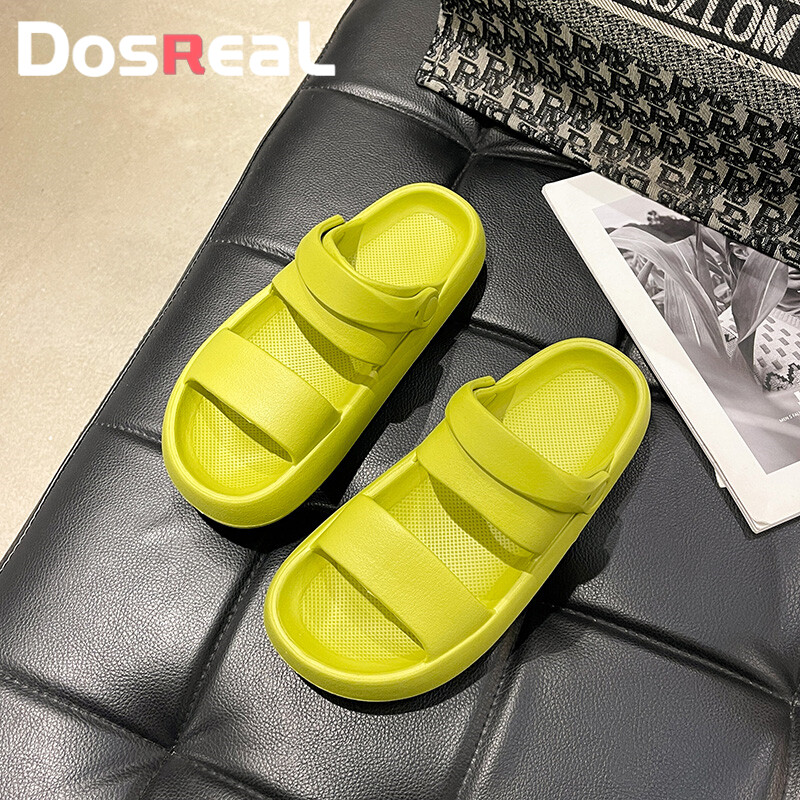 DOSReal Giày sandal Hàn Quốc Cho Phụ Nữ Bán Xăng đan đế bệt 2 Dây Đeo Chữ Thập Dép Chunky Dép ngoài trời mùa hè Xăng đan đi biển Giày nước Phụ Nữ dép đi bộ