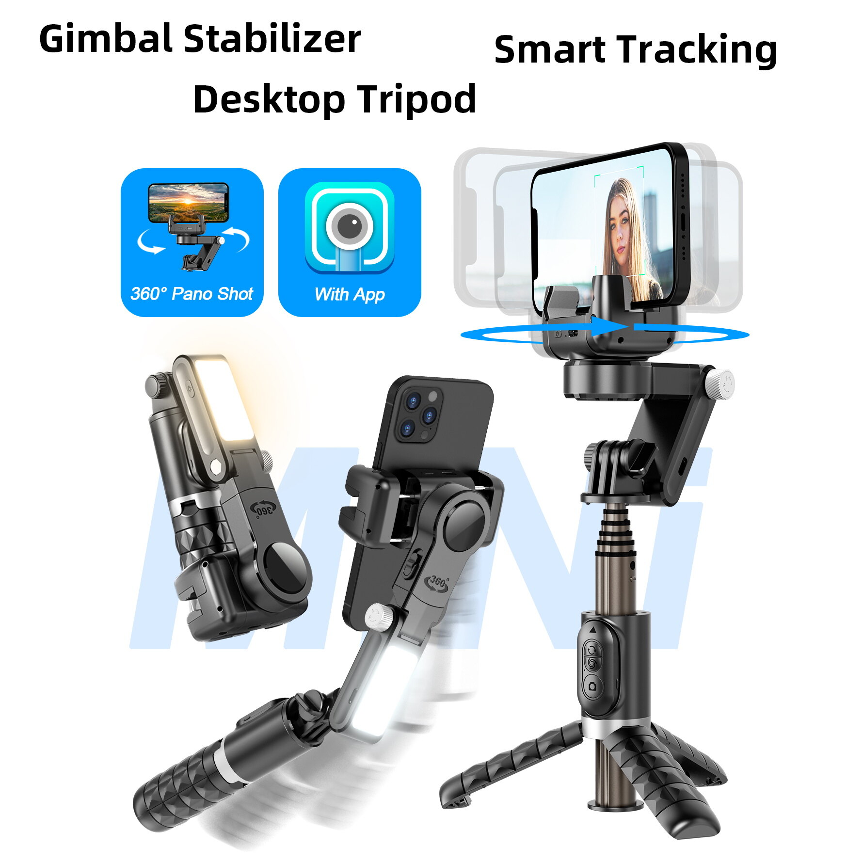 Điện thoại ổn định máy tính để bàn Gimbal cầm tay ổn định đèn chiếu sáng phụ điều khiển từ xa không dây giá đỡ ba chân gậy selfie Giá để điện thoại