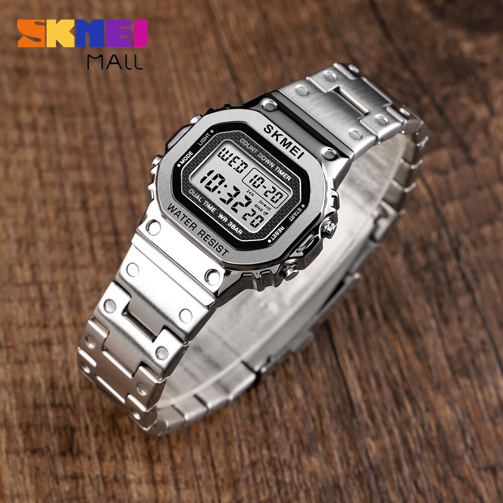 Skmei đồng hồ nữ thời trang đồng hồ đeo tay thể thao đồng hồ bấm giờ quân đội chống nước 3bar đồng hồ bấm giờ đếm ngược đèn nền el báo thức báo lại chuông báo giờ tự động hoàn chỉnh lịch 1433