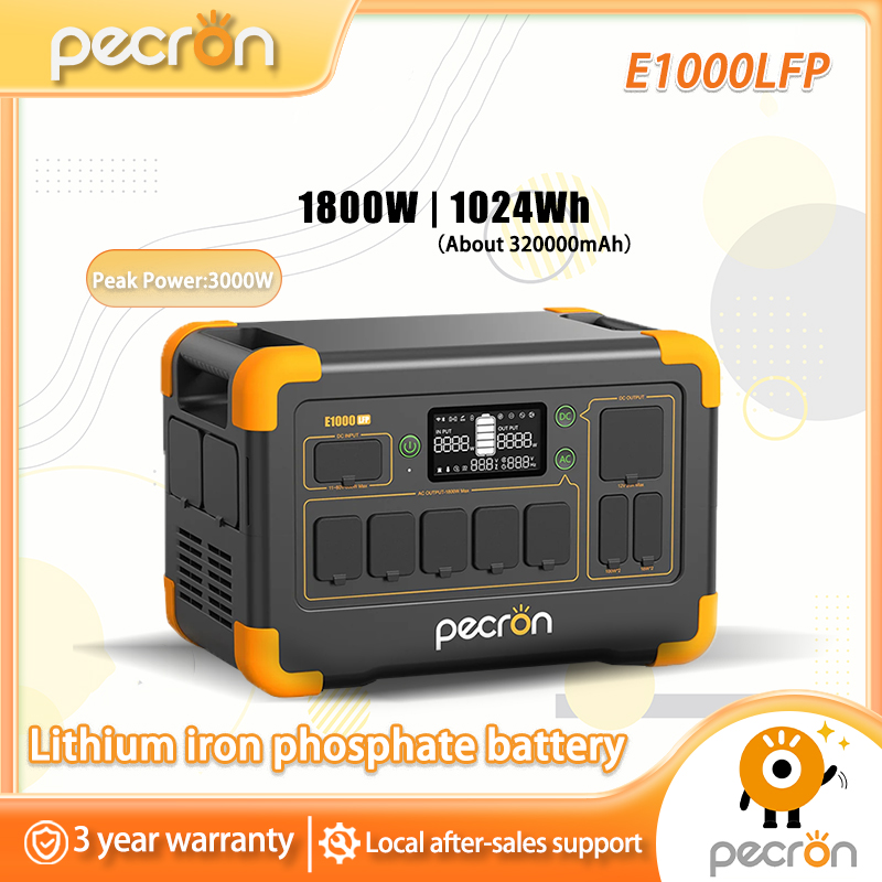 PECRON E1000LFP Portable Power Station 1024Wh 1800W(Peak 3000W) Lifepo4 Solar Generator For camping Emergency
