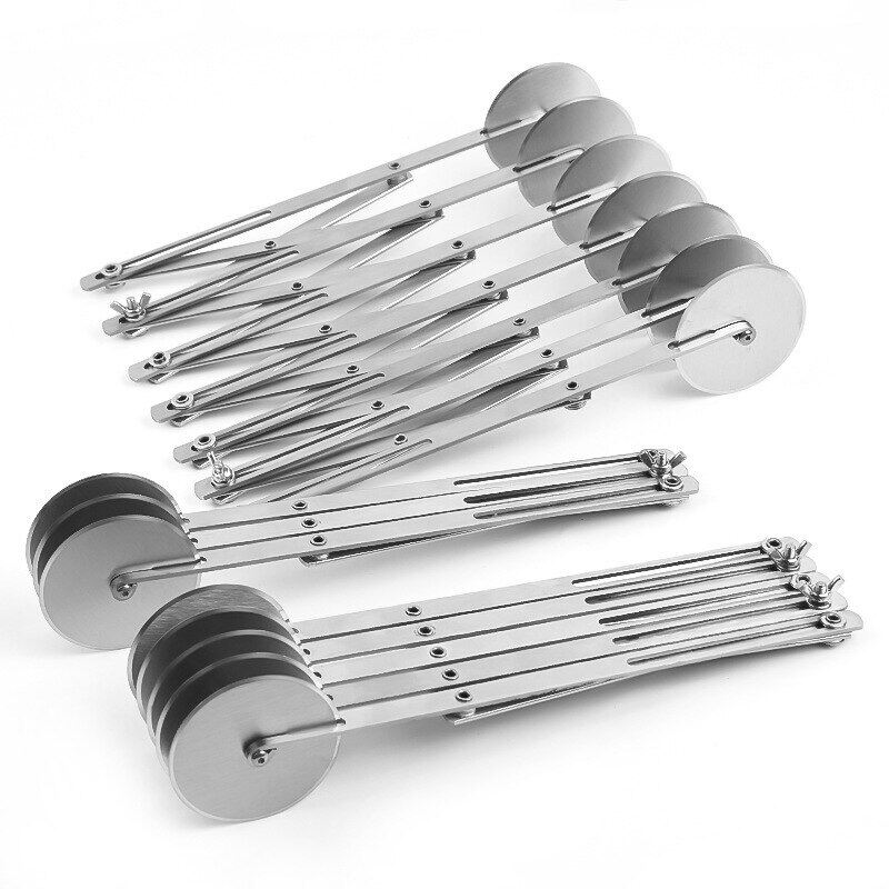 Gambar 1PC Stainless Steel Dough Divider Cutter Side Pasta Knife Flexible Roller Blade 3 5 7 Wheels Pizza Pastry Peeler Bake Tool