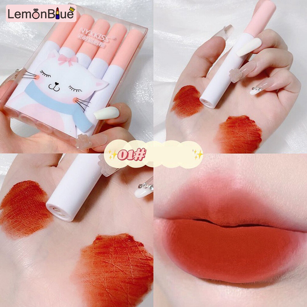 Gambar LemonBlue Korean Cute Lip Gloss Set 5 Pieces Velvet Lip Glaze Waterproof Liquid Lipstick