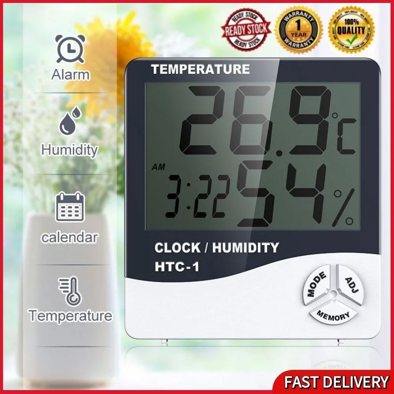 Gambar Salon Use Thermometer SPA Studio Hygrometer LCD Digital Temperature Humidity Calender Electronic Hygrothermograph