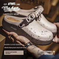 MADEN brand mens 2025 new summer outdoor beach shoes with half toe cap and two on sandals