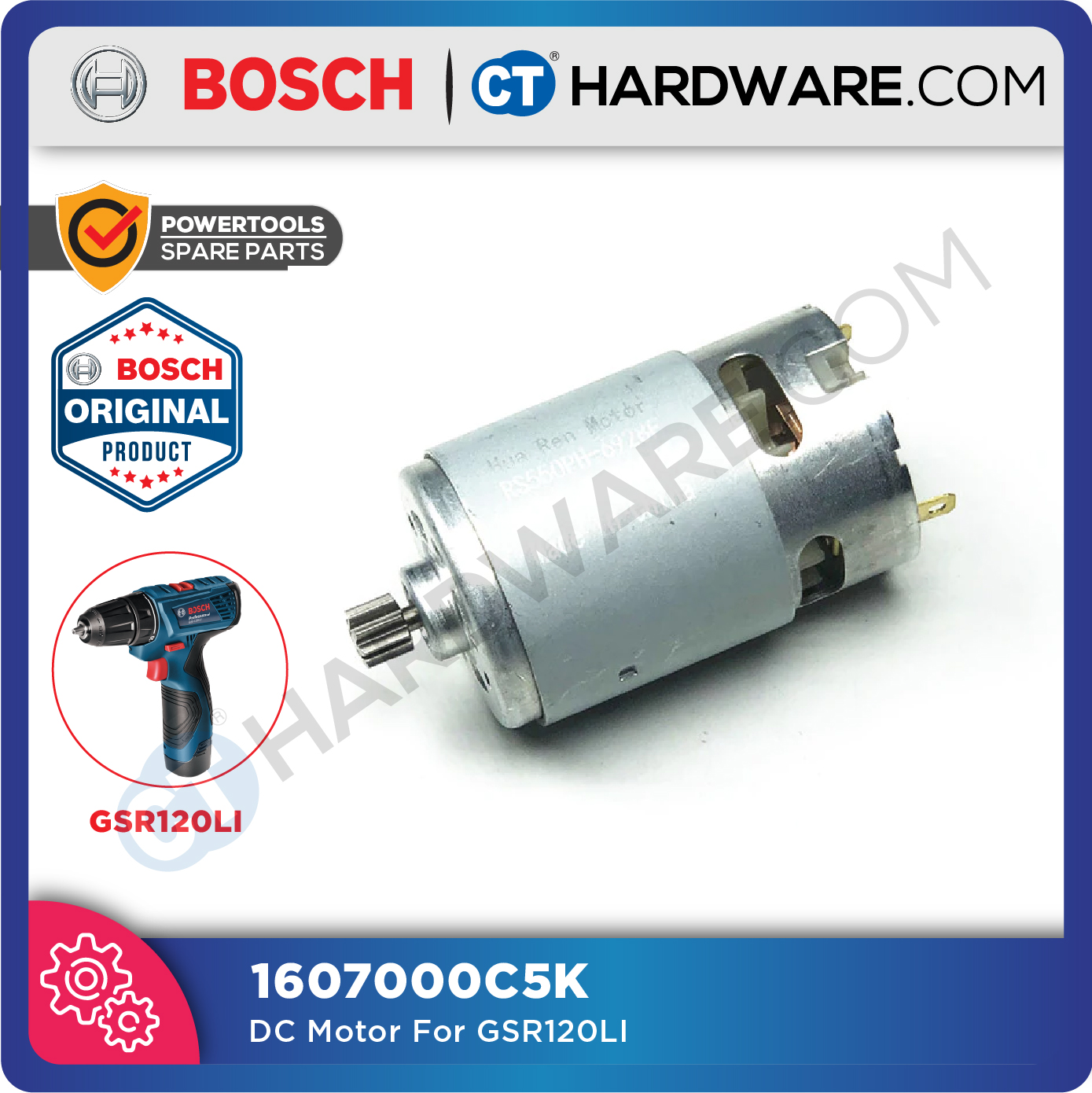 Motore DC Ricambio Originale Bosch - Per Avvitatore GSR 1800 Li, GSR 18-2 (Cod. 3601J18300)