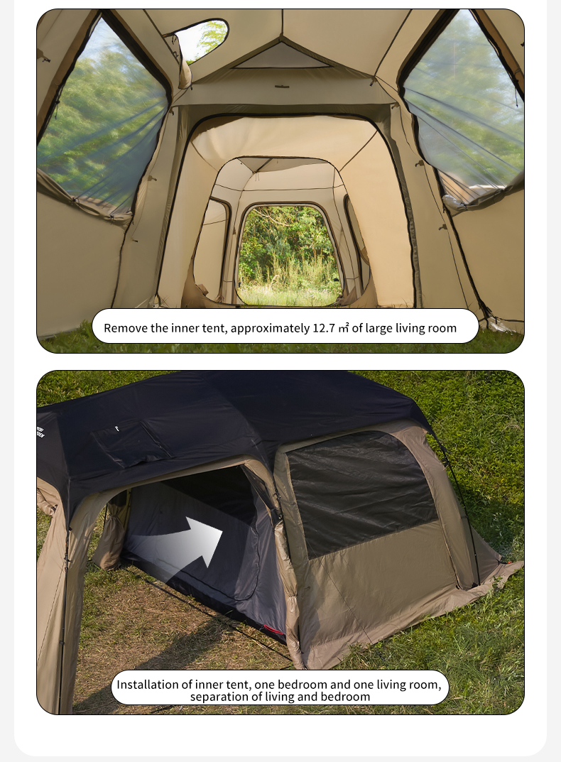 MOBI GARDEN Campingzelt, Familienzelt, großer Raum, wasserdicht, Sonnenschutz im Freien