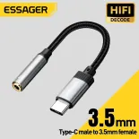 Essager bộ chuyển đổi âm thanh loại c đến 3.5mm sét đến 3.5mm jack aux tai nghe cáp cho bộ chuyển đổi hỗ trợ windows macos linux android ipad os cho máy tính bảng máy tính xách tay iphone samsung huawei xiaomi điện thoại loại c để 3.5 tai nghe bộ chuyển đ