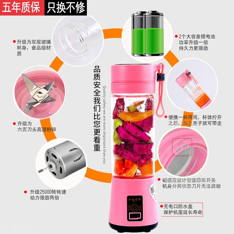 Gambar Multi function juicer mini students Fried juice of fruit juice cup fruit juice machine portable home soya bean milk