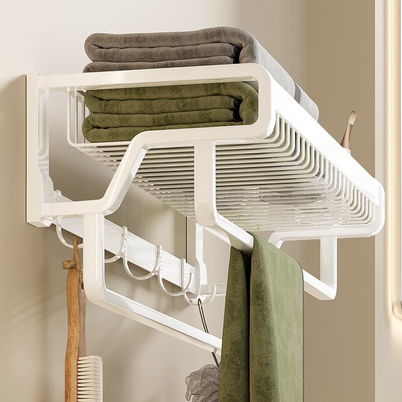 Gambar White bathroom shelf aluminium punched the bathroom wall hanging free toilet bath towel rack space receive a towel rack