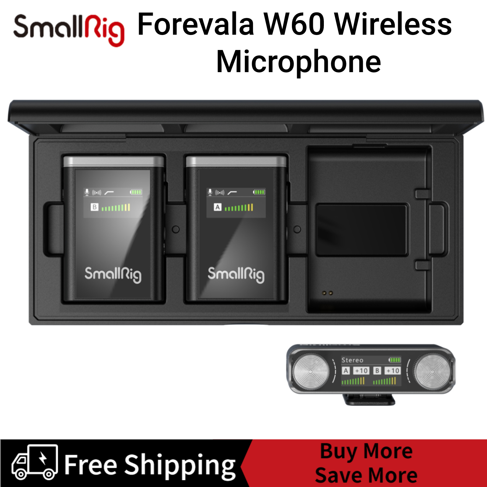 SmallRig W60 Wireless Microphone for Smartphone and Cameras, Wireless Lavalier Mic with Dual Channel Noise Reduction Gain Control for Vlogging & Live Streaming, 8H-Battery Life, 328ft - 3487 ราคา 7,481 บาท*ส่งฟรี