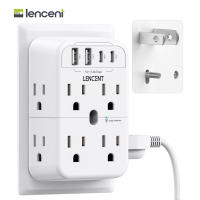 LENCENT 2 Prong Power Strip 3 to 2 Prong Outlet Adapter 2 Type C&2 USB Surge Protector Polarized Plug 3-Sided Wide Spaced Extender Wall Tap Splitter for Non-Grounded Outlets in Old House