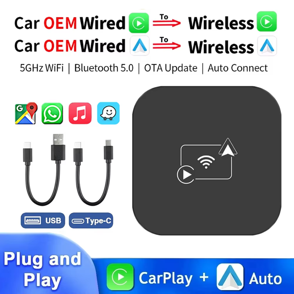 2 in1 Wireless CarPlay Box Wireless Android Auto Box For Car Radio with Wired CarPlay Mini Box Dongle Wired To Wireless For Benz Audi Toyota Mazda Nissan Chevrolet Suzuki Kia Ford Etc ราคา 489 บาท*ส่งฟรี
