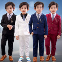 LOlanta 4Pcs Kids Boys Suit Jacket+Blazer Pants +Shirt+Tie Attire Set Children Formal Tuxedo Wedding Party Dresswear Toddler Christmas Gentleman Suits 2-11 Years
