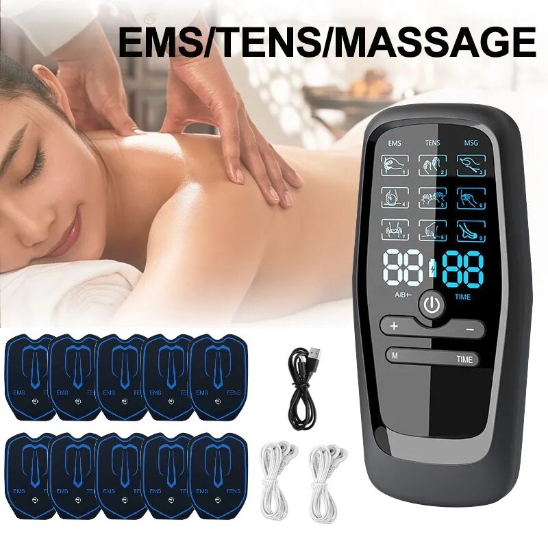 Pastsky 9 chế độ trị liệu bằng điện máy mát xa xung điện hàng chục kinh tuyến Massager cơ EMS kích thích châm cứu rechargable đầu ra kép xung điện tần số thấp vật lý trị liệu thiết bị kỹ thuật số vật lý trị liệu cụ
