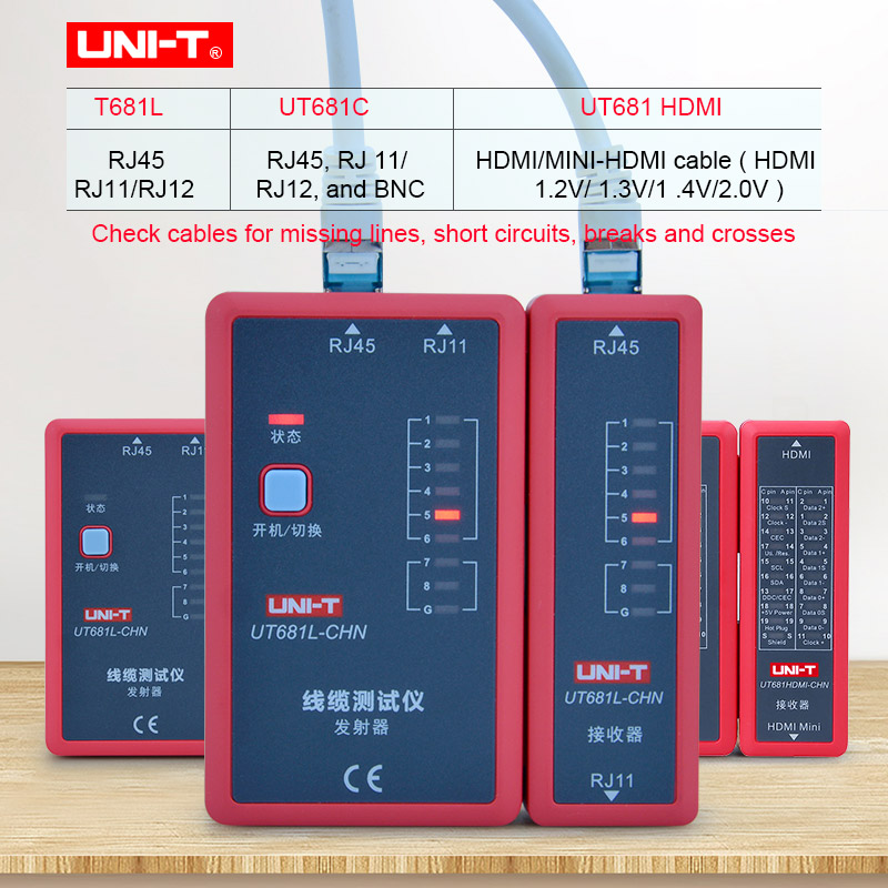 Uni-t thiết bị kiểm tra cáp mạng điện thoại ut681c nc hdmi màn hình led ut681l ut681hdmi