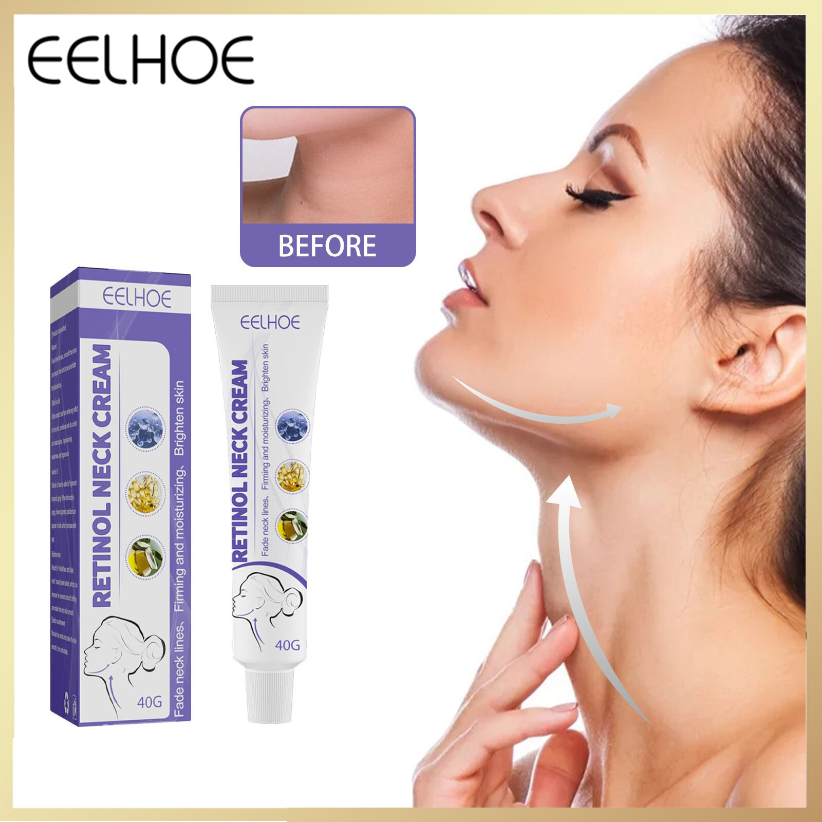 Eelhoe Kem Cổ Retinol Kem Làm Săn Chắc Chống Nếp Nhăn Serum Dưỡng Ẩm Làm Trắng Loại Bỏ Nếp Nhăn Sản Phẩm Chăm Sóc Da Cổ Làm Đẹp Định Hình Kem Làm Trắng Chống Lão Hóa Kem Loại Bỏ Nếp Nhăn Làm Đẹp Cổ Giữ Ẩm Làm Săn Chắc Da (40G)