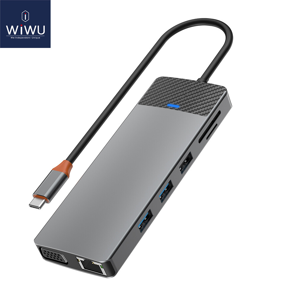 WIWU USB C Hub Bộ Chuyển Đổi Đa Cổng 12 Trong 1 Không Gian Di Động Nhôm Dongle Với Đầu Ra HDMI 4K, 3 Cổng USB 3.0, Đầu Đọc SD/Thẻ Micro SD Tương Thích Cho MacBook Pro, XPS Nhiều Thiết Bị Loại C