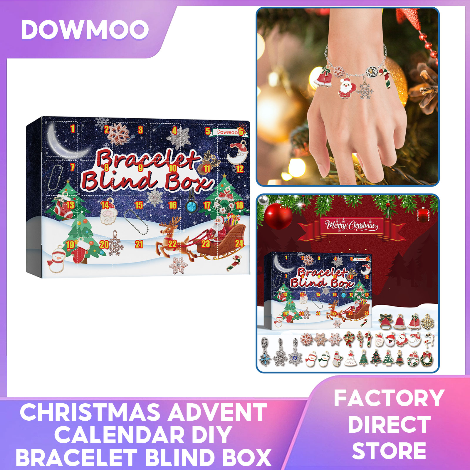 Yegbong 24 Countdown Calendar Advent Surprise Blind Box Set Christmas Gift Charms Christmas Countdown Calendars DIY Making Kit For Girls Bracelet Set DIY Bracelet Creative Ornaments Christmas Child Gifts ราคา 365 บาท*ส่งฟรี