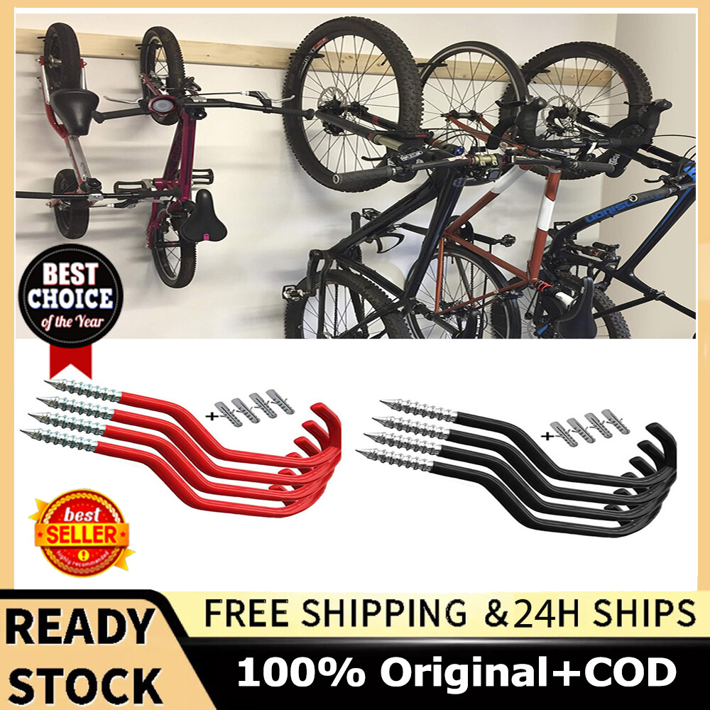 4 Xe Đạp Tường Chân Đế, Lớn Lưu Trữ Đường Hooks, Treo Tường Xe Đạp Xe Đạp Hanger Chân Đế, Đi Xe Đạp Bộ Phận