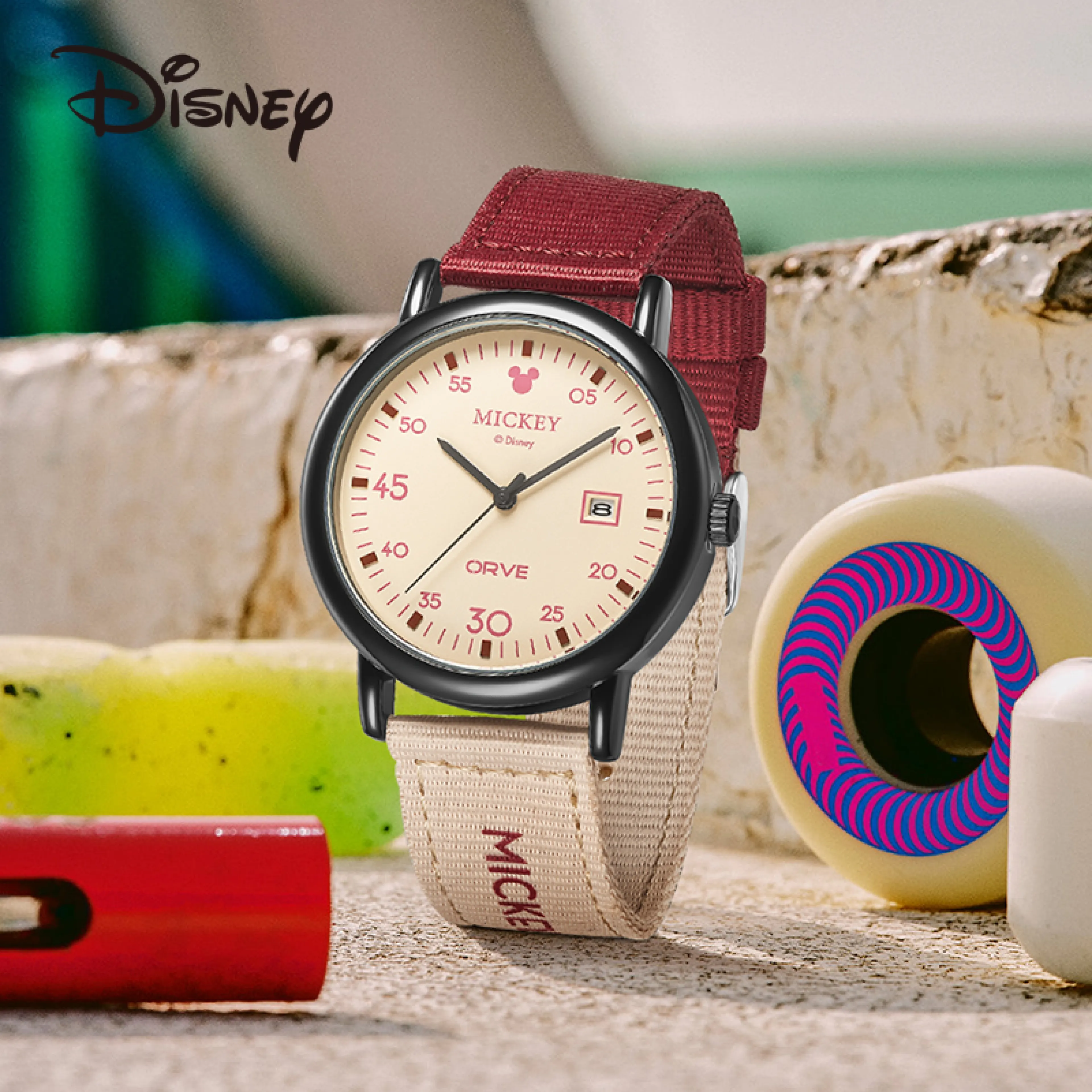 Disney Mickey Mouse Couple Watch Quartz Waterproof Round Dial