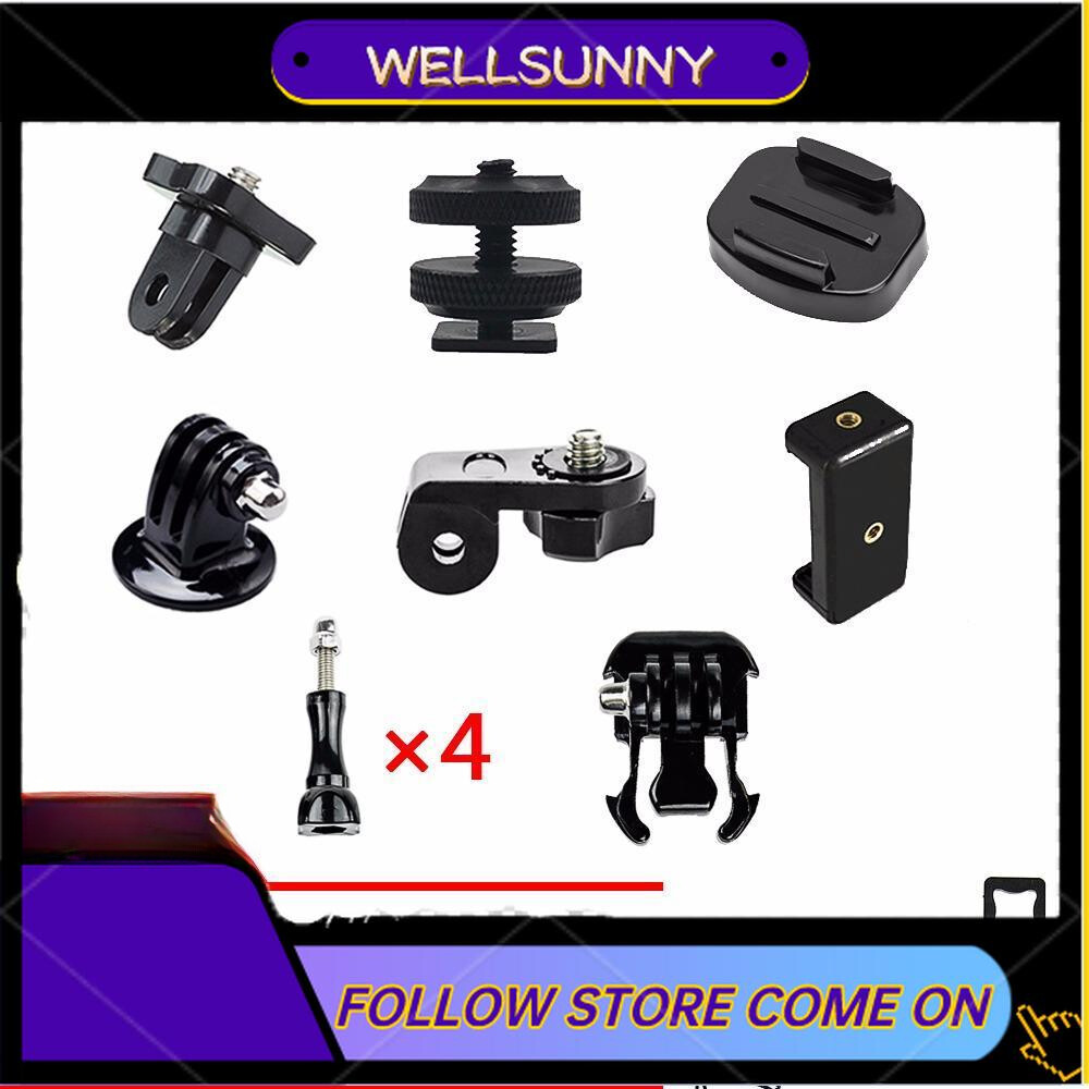Wellsunny 1/4 inch chủ đề tripod chuyển đổi hot khóa giày khung bộ chuyển đổi & điện thoại bộ đỡ set cho gopro hero11 10 9 8 7 6 5 4 đen phiên 3 + 3 fusion dji osmo camera hành động & thông minh điện thoại di động & dslr