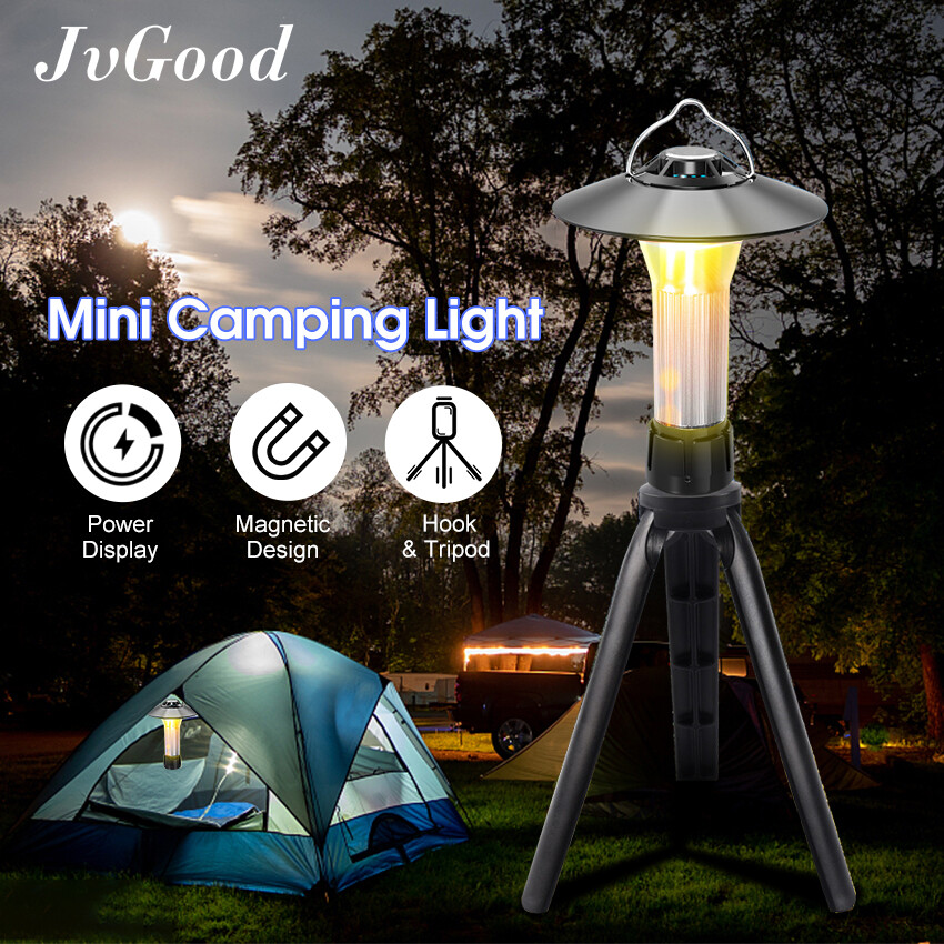 Jvgood đèn cắm trại đèn lều mini đèn ba chân cắm trại có thể sạc lại usb đèn treo di động đèn pin chống nước đèn chiếu sáng khẩn cấp đèn chiếu sáng làm việc có móc ba chân nam châm để cắm trại ngoài trời