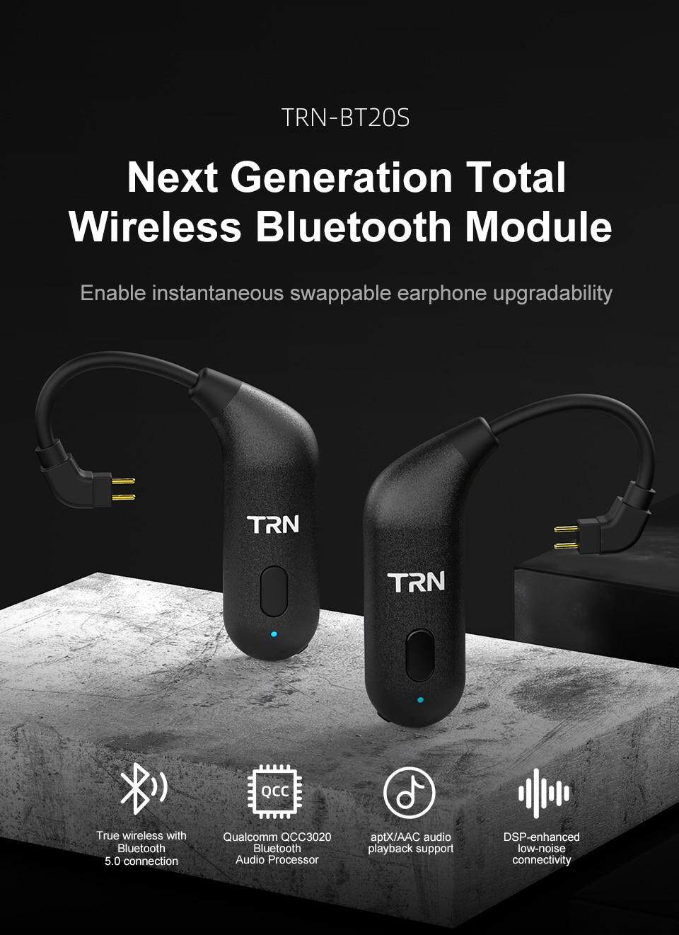 Tai Nghe Bluetooth TRN BT20S 5.0 APT-X MMCX/2Pin Bộ Chuyển Đổi Bluetooth Cho TRN V80