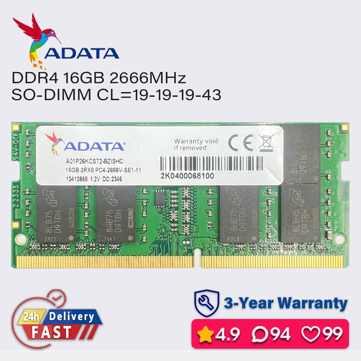 16Gb Ddr4 2666Mhz Ram - Crucial, Kingston Hyperx Fury, Hp S1
