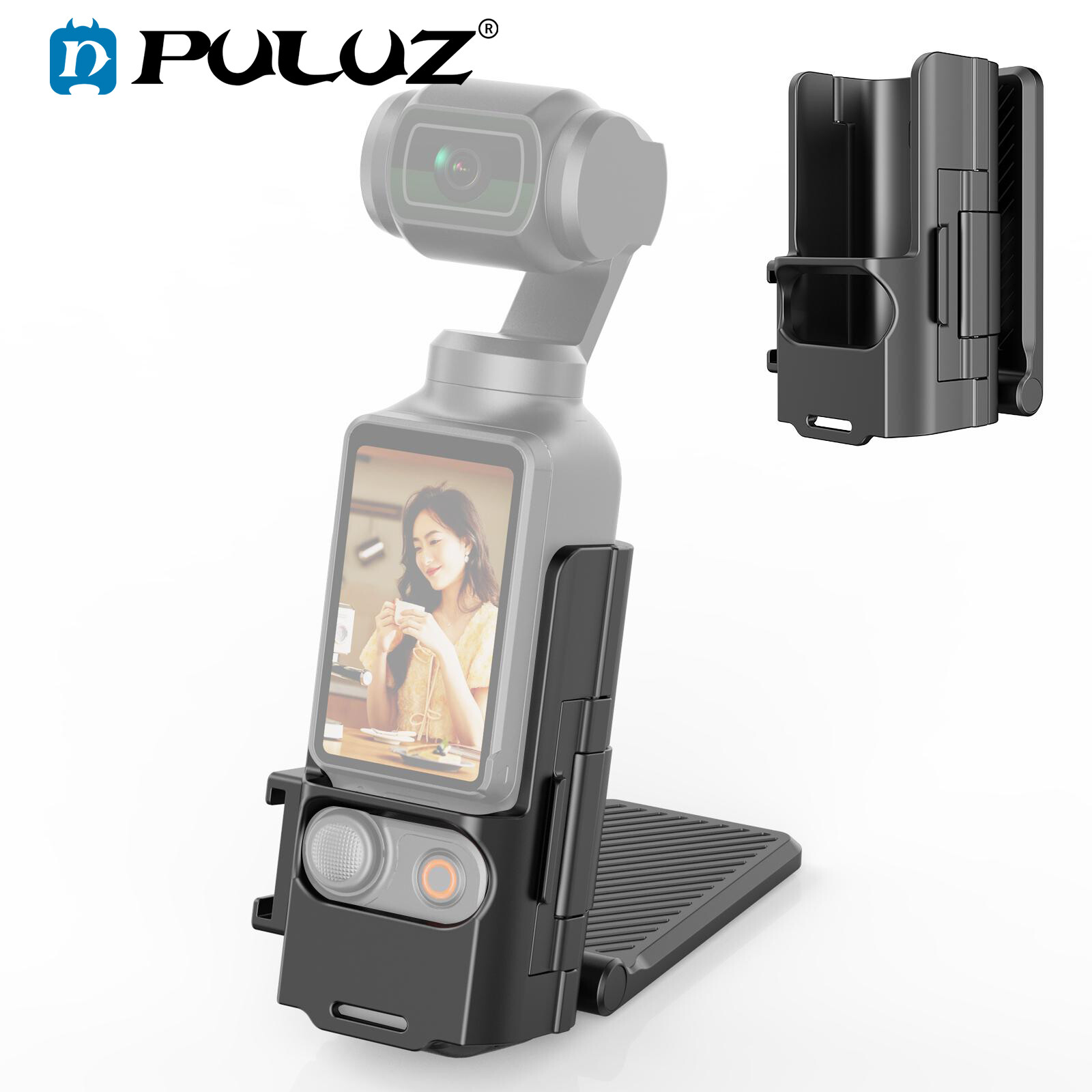 For DJI Osmo Pocket 3 PULUZ Folding Magnetic Mount Base Bracket (Black)