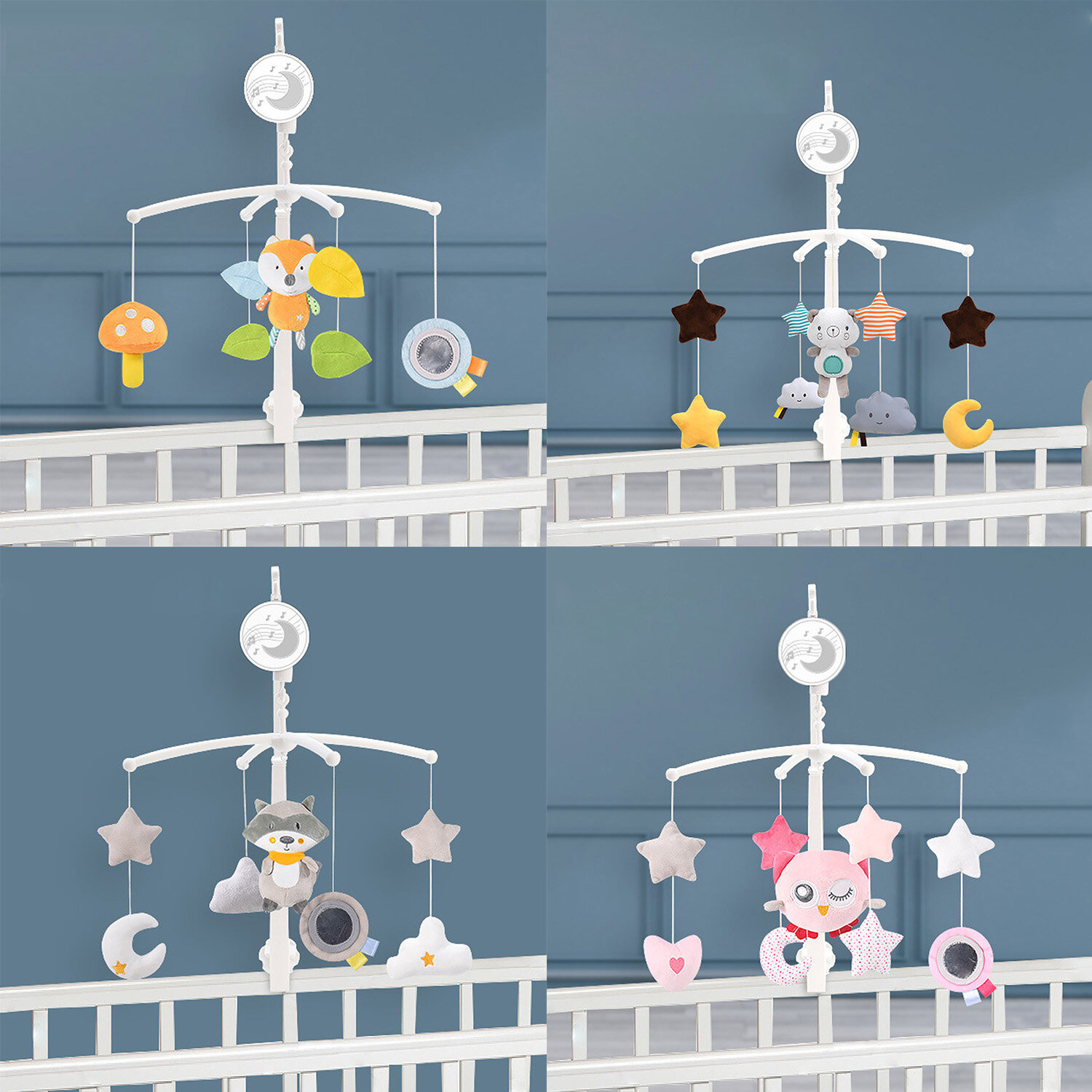 Cute Cartoon Baby Bed Crib Musical Box Music Mobile Hanging Rattle