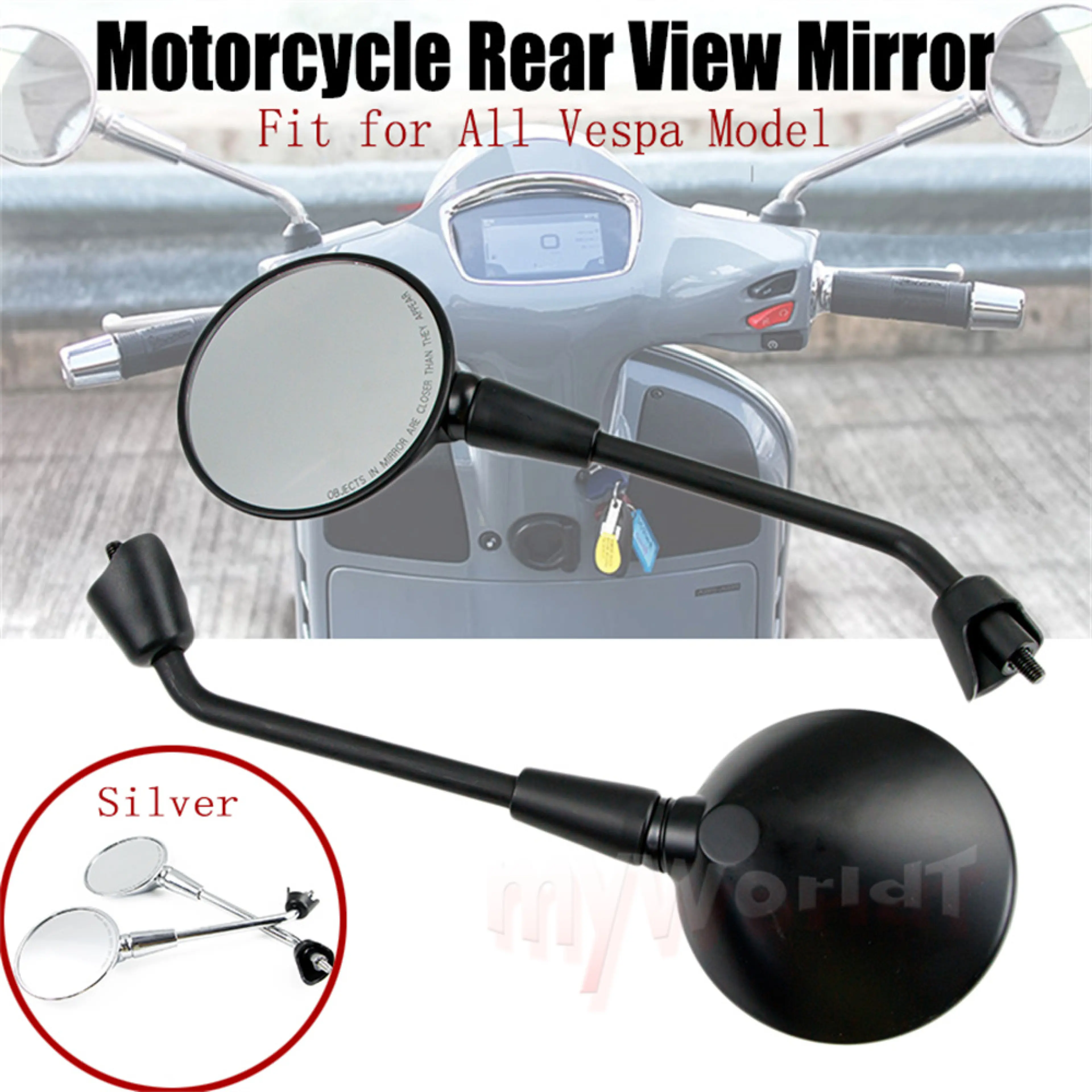 Motorcycle M8 Rearview Side Mirrors For Vespa GTS GTV 50 125 200 250 300 300ie Sprint Primavera150