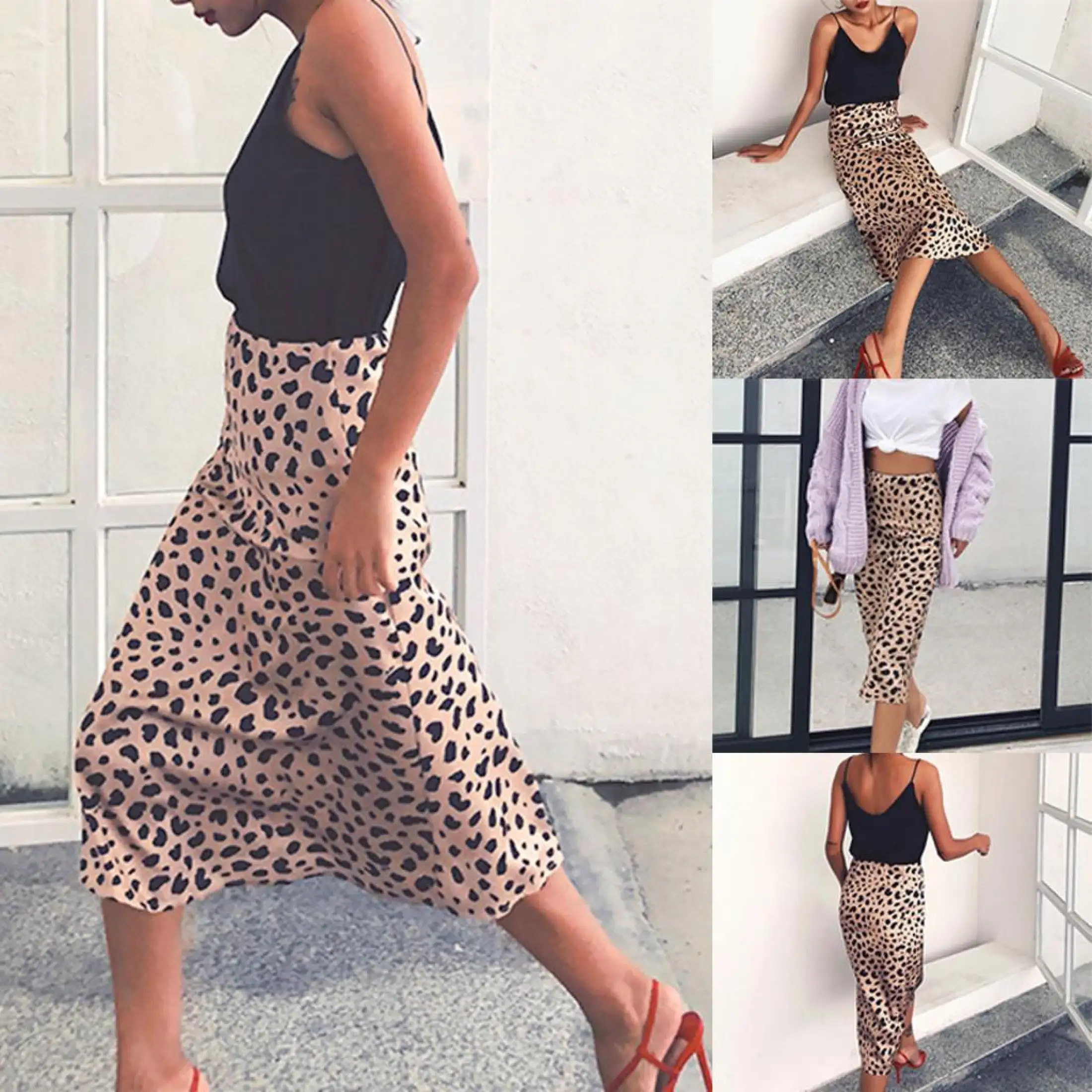 Leopard print high waisted skirt Clearance