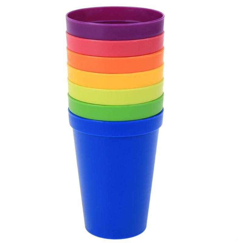 Gambar ?CW? 7Pcs lot 7 ColorRainbowCupTourismCoffeeCup Household Cups