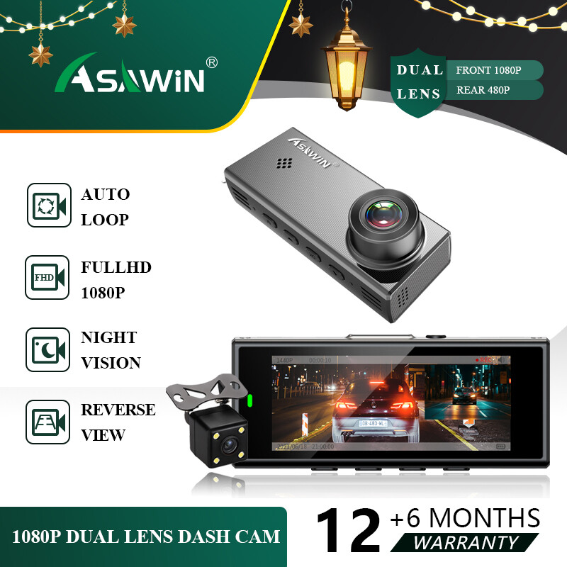 Asawin A5 Dash Cam cho camera hành trình phía trước và phía sau 3.16 inch IPS Camera hành trình nhìn trong đêm tự động video chu kỳ