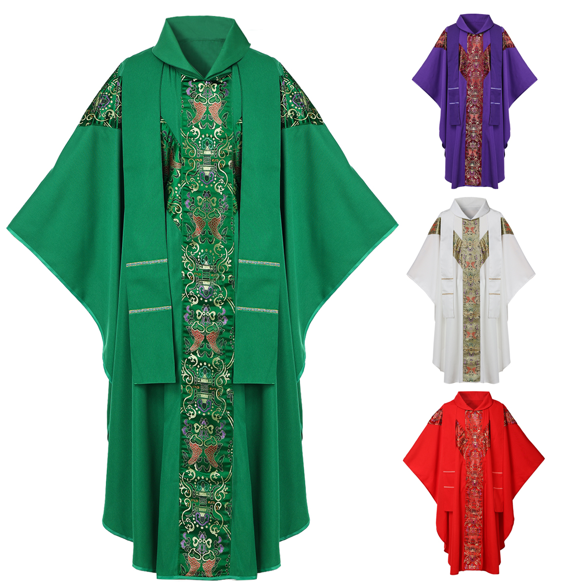 Catholic Church Clergy Priest Vestments Surplice Vestments Celebrant Chasuble Church Father Mass Priest Robe With Stole Harga  160 Ringgit*Penghantaran Percuma