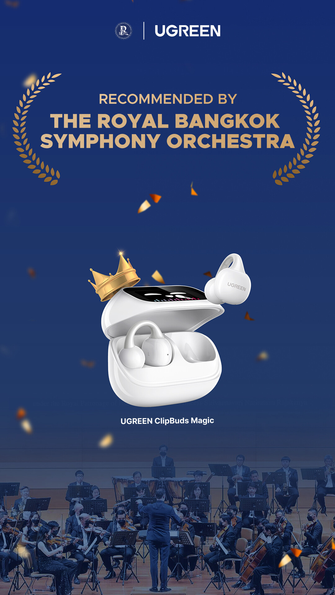 UGREEN HiTune ClipBuds Magic True Wireless Earbuds Bluetooth 5.4 Earphone Touch Screen Microphone Algorithm Noise_voghion.com