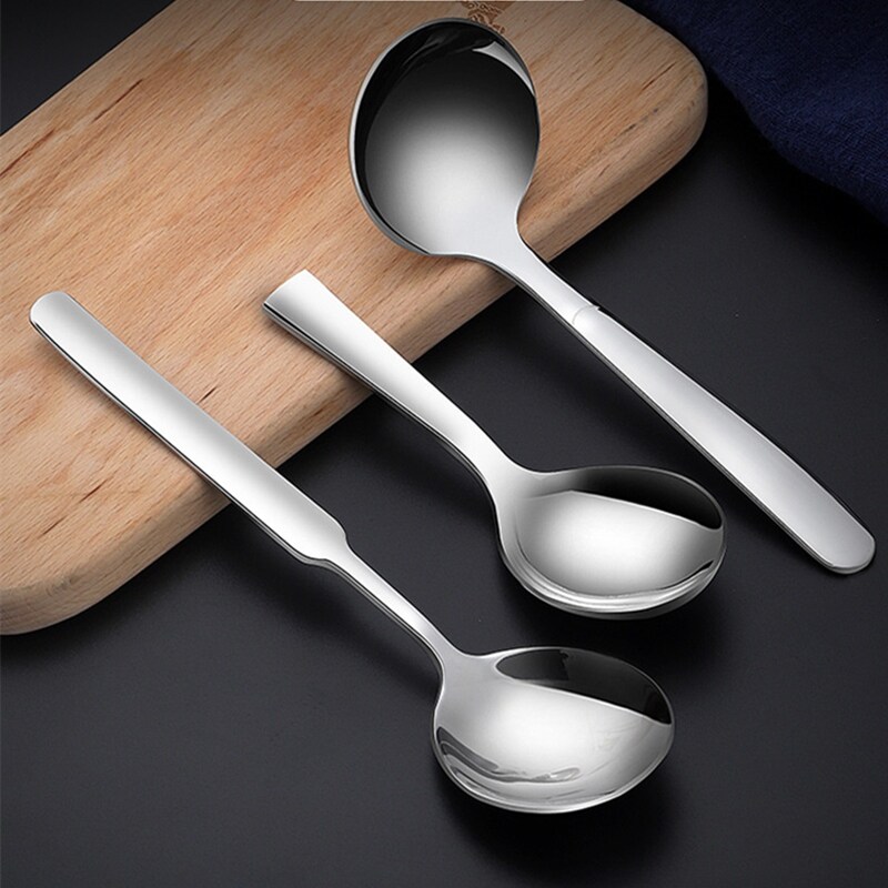 Gambar 316 Stainless Steel Spoon Round Head Soup Scoops Meal Dinner Ladle Teaspoon Home Tableware Kitchen Cooking Accessories