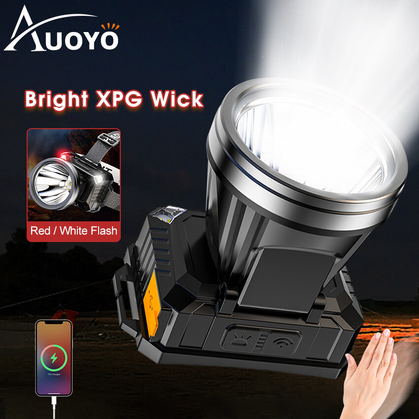 Auoyo đèn pha đèn pha Led siêu Đèn pha sáng đèn pin 500m chiếu sáng đèn pha đèn Pin cảm biến thông minh đèn pha cho chạy bộ câu cá phiêu lưu Hoang Dã