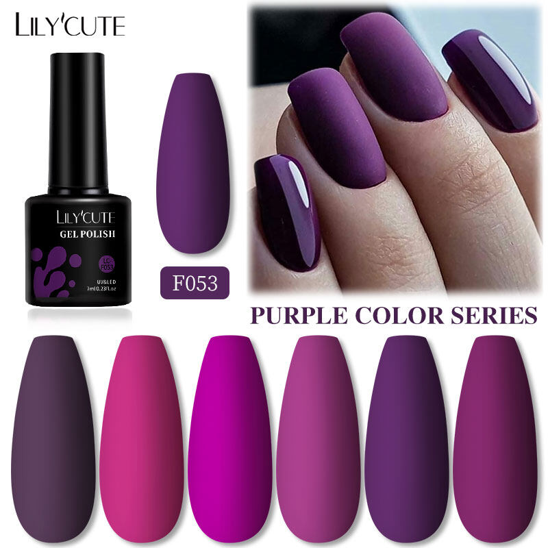 LILY CUTE 7ML Gel Nail Art Polish Purple Color Gel Nail Art Polish Soak