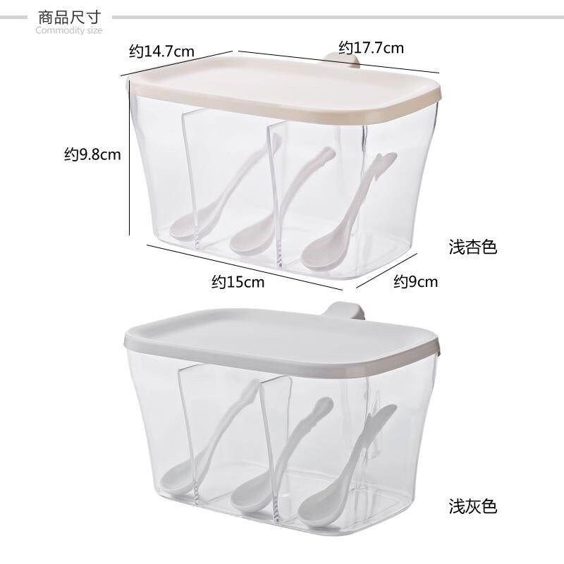 Gambar Seasoning box 3 grid one household three grid transparent seasoning box kitchen supplies salt shaker seasoning box seasoning seasoning box