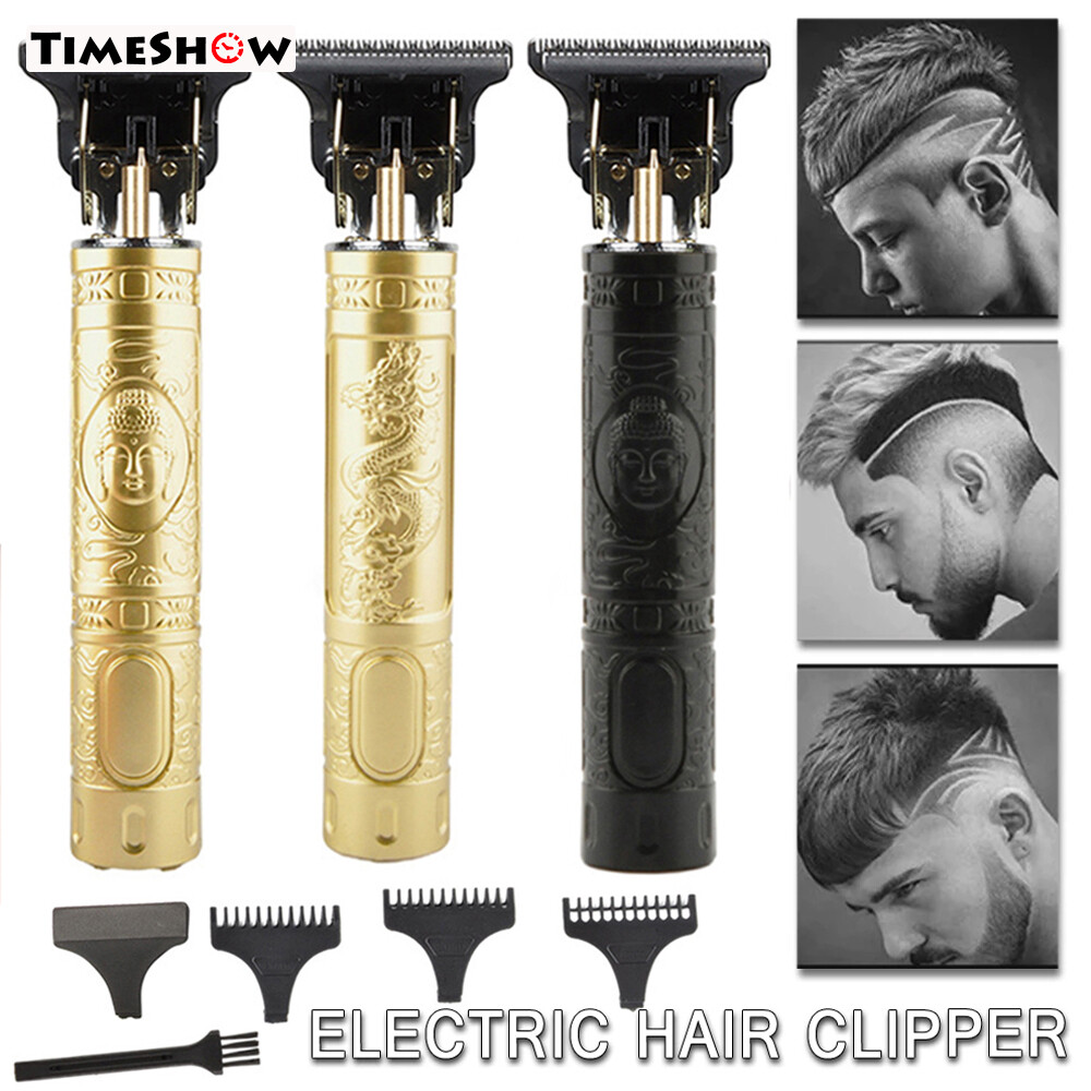 Gambar Professional Hair Clipper Buddha Electric Hair Trimmer Barber Hair Cutting Machine USB Rechargeable Baldheaded Beard Trimmer For Men Black