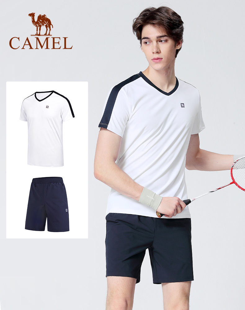 Camel men's sports suits 2 pcs tennis sports t-shirt & shorts ราคา 510 บาท*ส่งฟรี