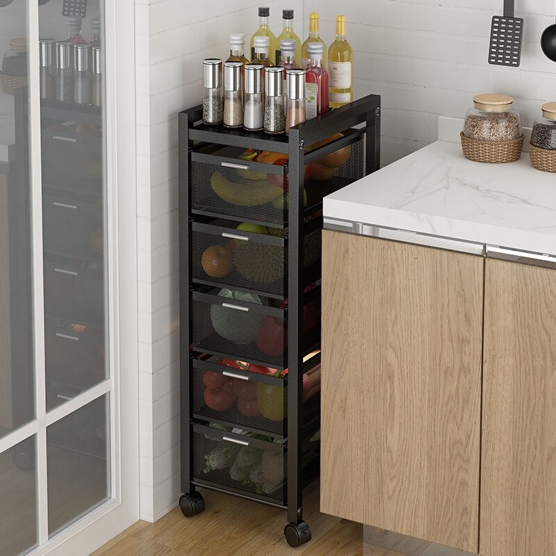 Gambar Kitchen vegetable storage shelf goods home of multifunctional multilayer crack is narrow landing fruit basket basket