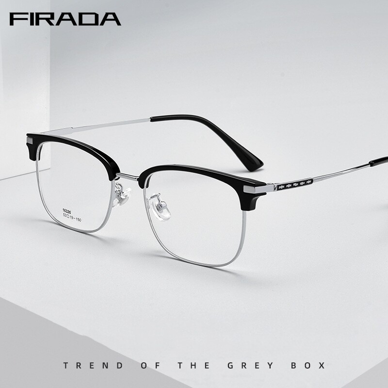 FIRADA Fashion Transparent Eyewear Vintage Square Alloy Eyeglasses Optical Prescription Glasses Frame For Men And Women 16326TH ราคา 283 บาท*ส่งฟรี