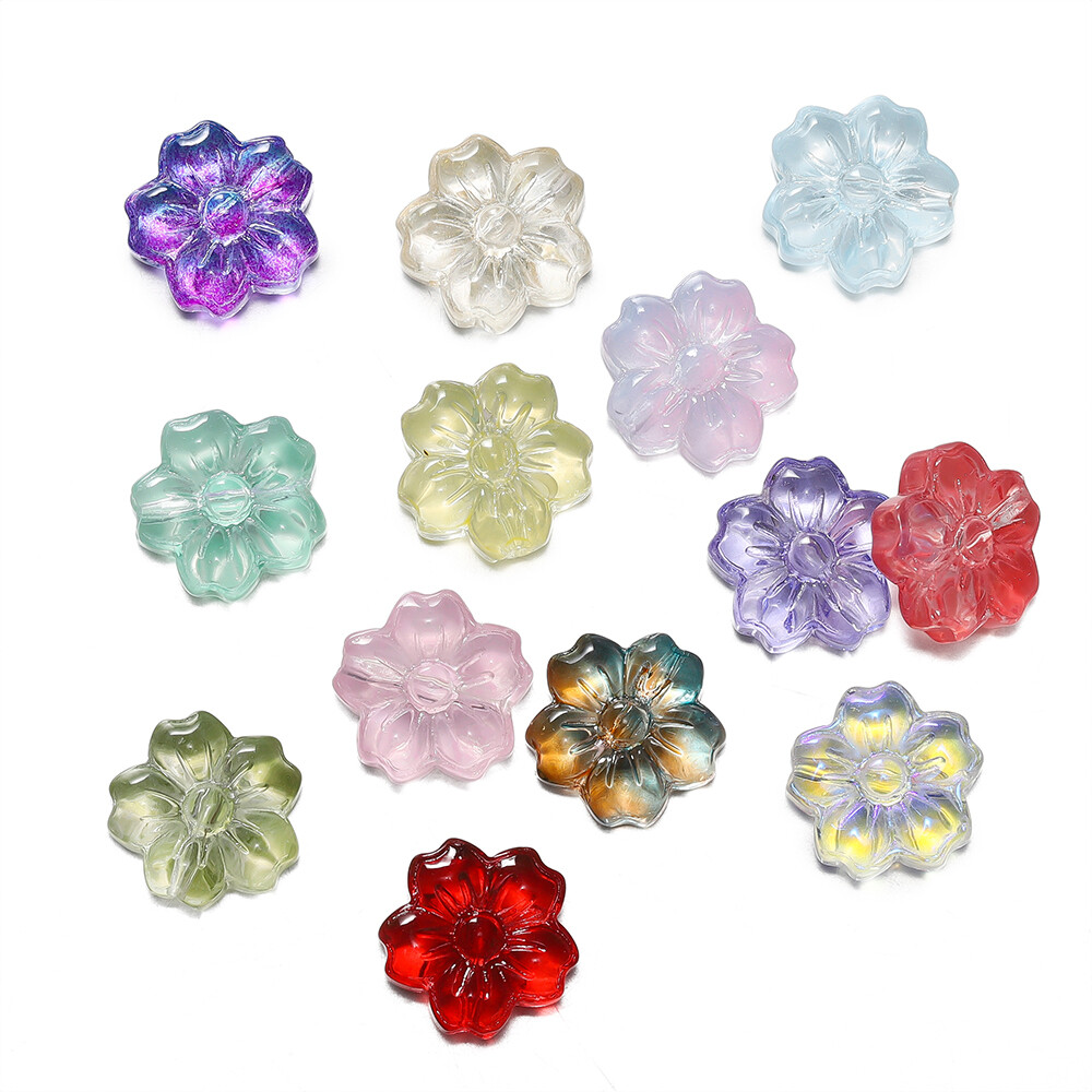  St. kunkka 10-30 chiếc hạt hình hoa thủy tinh năm cánh trong suốt mặt dây chuyền hạt cườm cánh hoa cho vòng cổ vòng tay làm đồ trang sức tự làm 