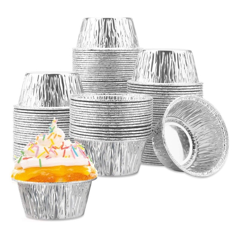 Gambar 125pcs Round Aluminum Foil Deep Pie Pans Disposable For Baking Roasting Broiling Cooking