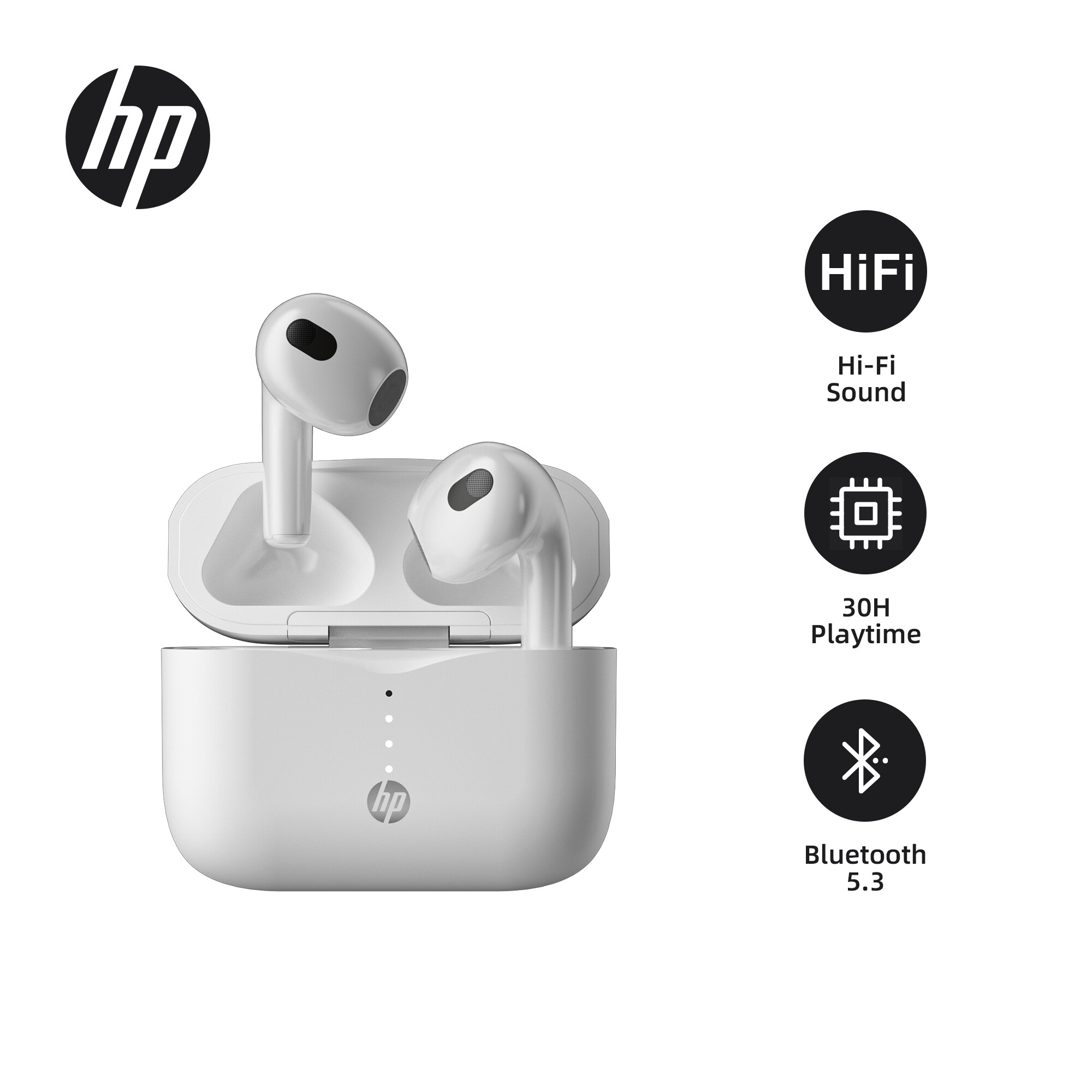 HP TWS Lightweight Earbuds - 13mm Dynamic Driver Bluetooth 5.3 IPX4 30H Battery Fast Charge for Small Ears/Gym H23A ราคา 558 บาท*ส่งฟรี