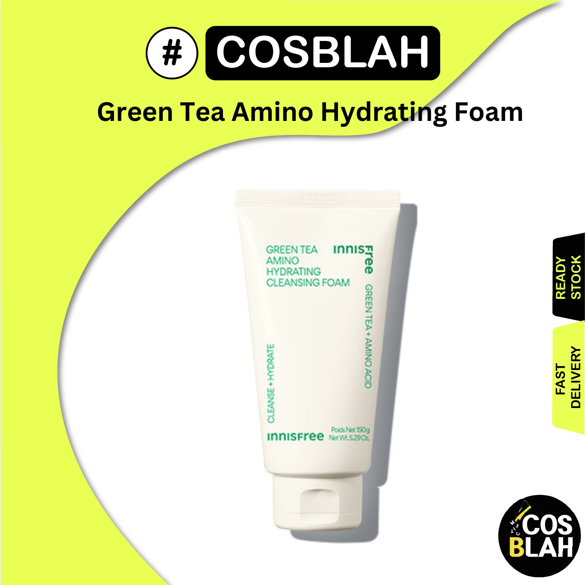 [INNISFREE] Green Tea Amino Hydrating Cleansing Foam 150g (1PCS)