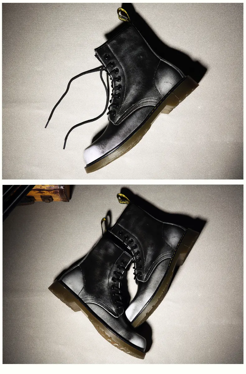 Đôi Giày Nam Martens Khởi Động Giày Nữ Chất Liệu Da Thật Bốt Đến Mắt Cá Punk Doc Xe Máy Phụ Nữ Giày Gót Dày Mùa Đông Giày FECHENG 14