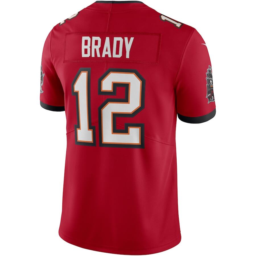 2020 NFL Jerseys Men's Tom Brady #12 Tampa Bay Buccaneers Player Rugby Football Jersey High Quality Embroidered Logo Vapor Limited Jersey - Home Red